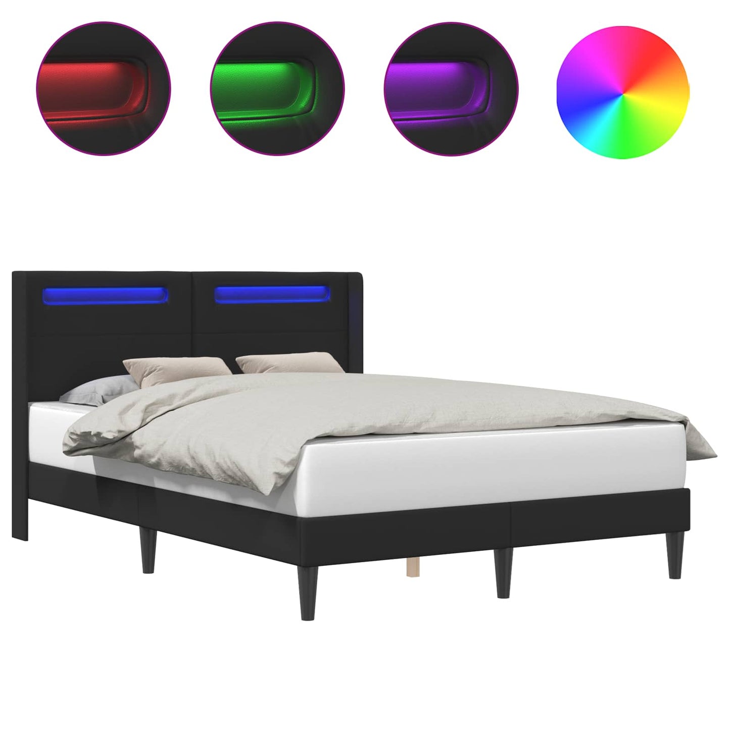 Bedframe met LED-stripverlichting Zwart 120 x 190 cm Kunstleer is nu te koop bij PeponiXL, paradijselijk wonen!