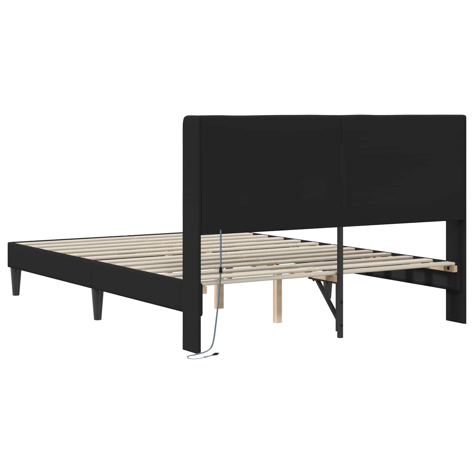 Bedframe met LED-stripverlichting Zwart 120 x 190 cm Kunstleer is nu te koop bij PeponiXL, paradijselijk wonen!