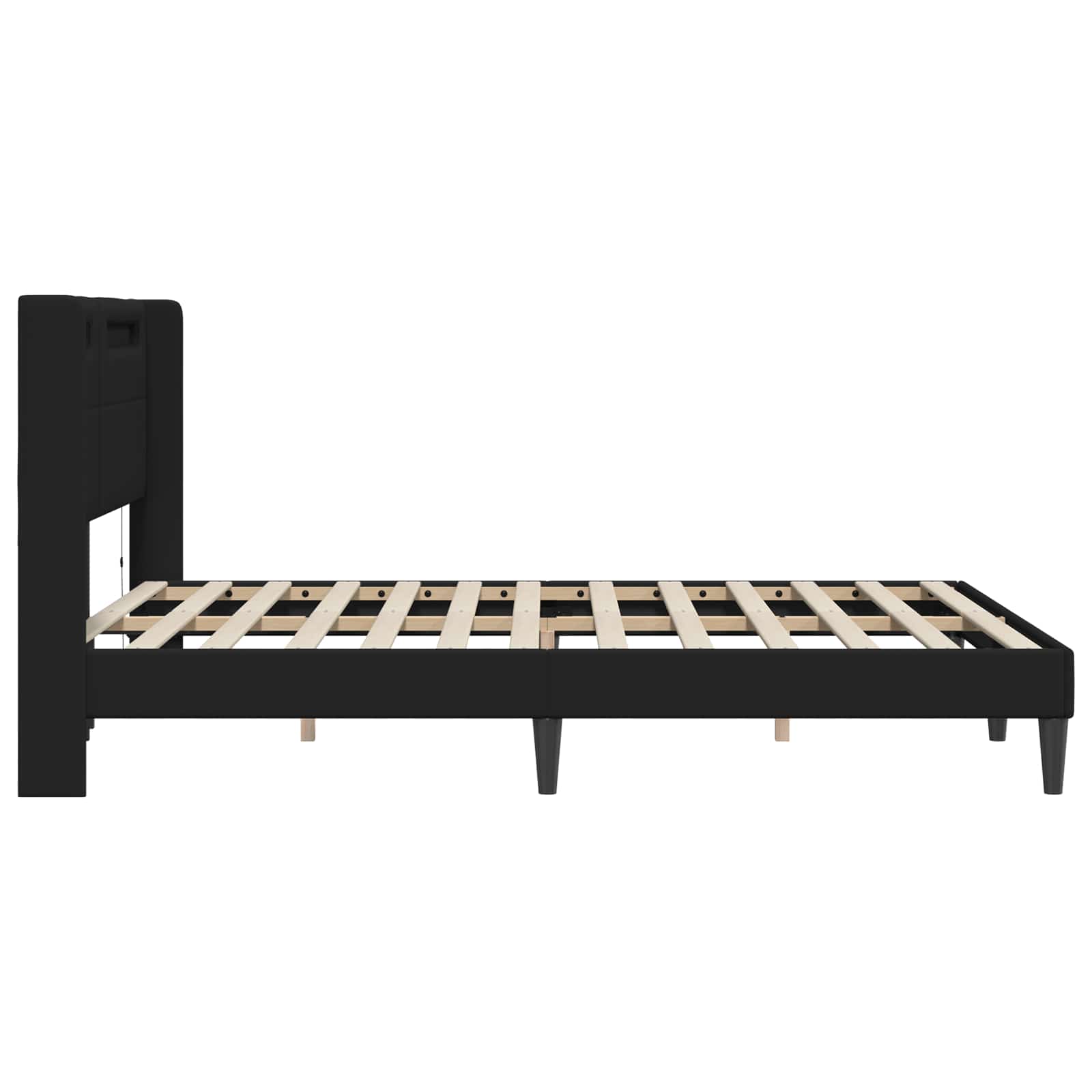 Bedframe met LED-stripverlichting Zwart 120 x 190 cm Kunstleer is nu te koop bij PeponiXL, paradijselijk wonen!