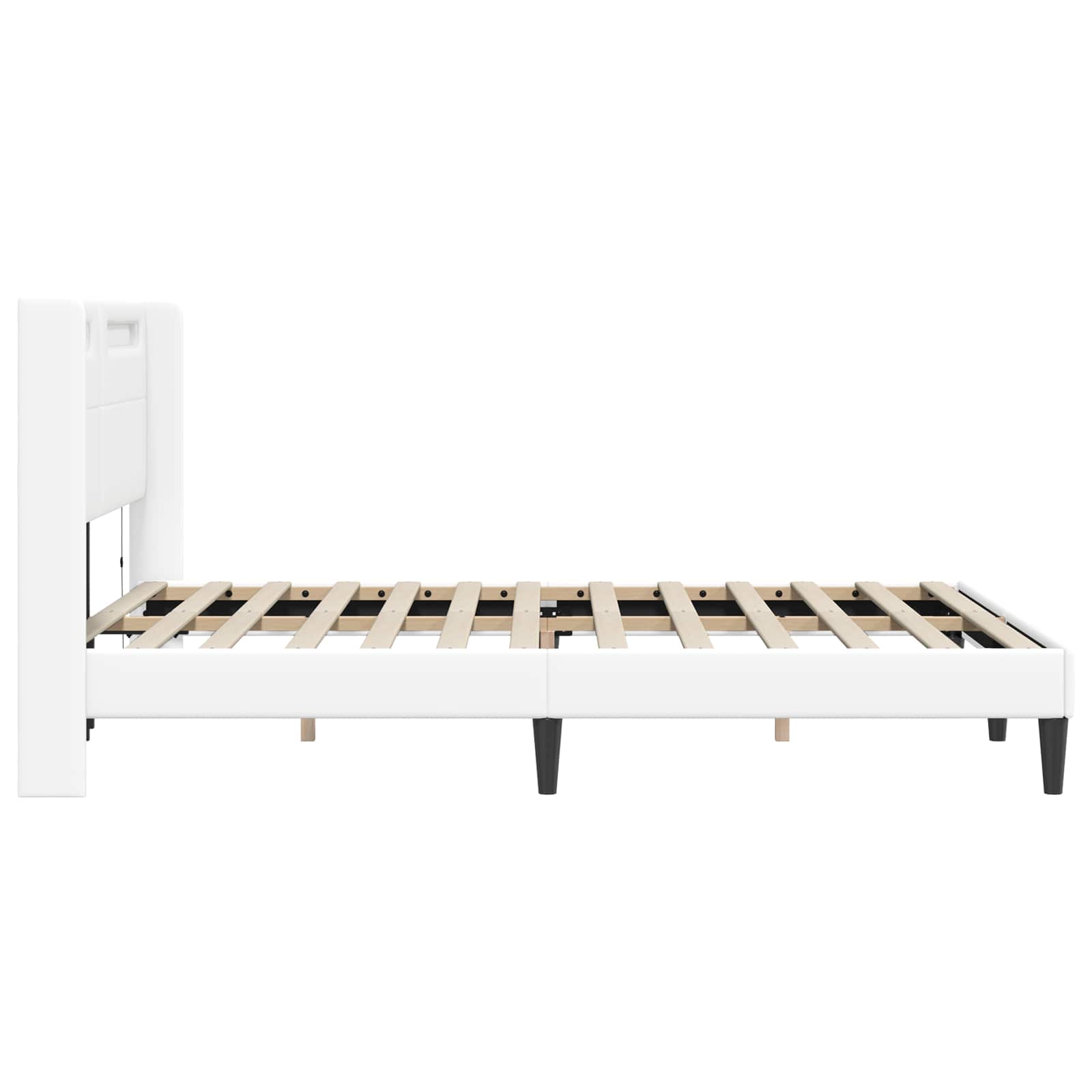 Bedframe met LED-stripverlichting Wit 120 x 190 cm Kunstleer is nu te koop bij PeponiXL, paradijselijk wonen!