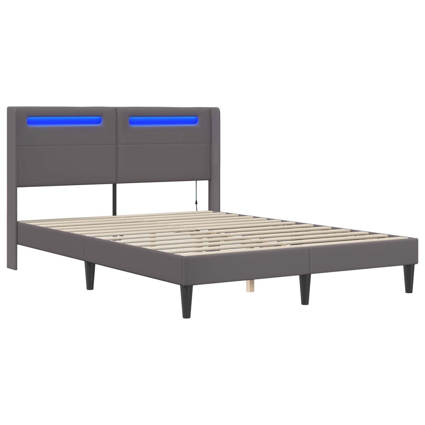 Bedframe met LED-stripverlichting Grijs 120 x 200 cm Kunstleer is nu te koop bij PeponiXL, paradijselijk wonen!