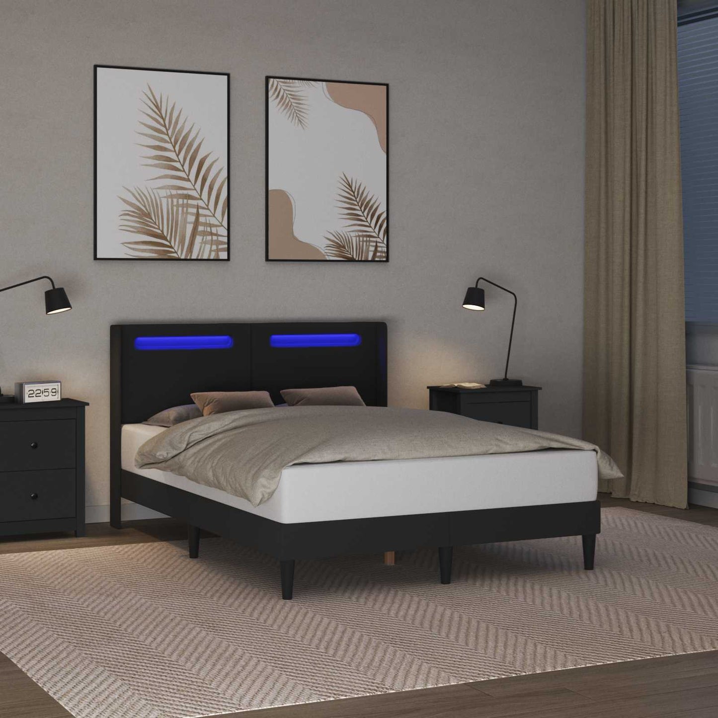 Bedframe met LED-stripverlichting Zwart 120 x 200 cm Kunstleer is nu te koop bij PeponiXL, paradijselijk wonen!