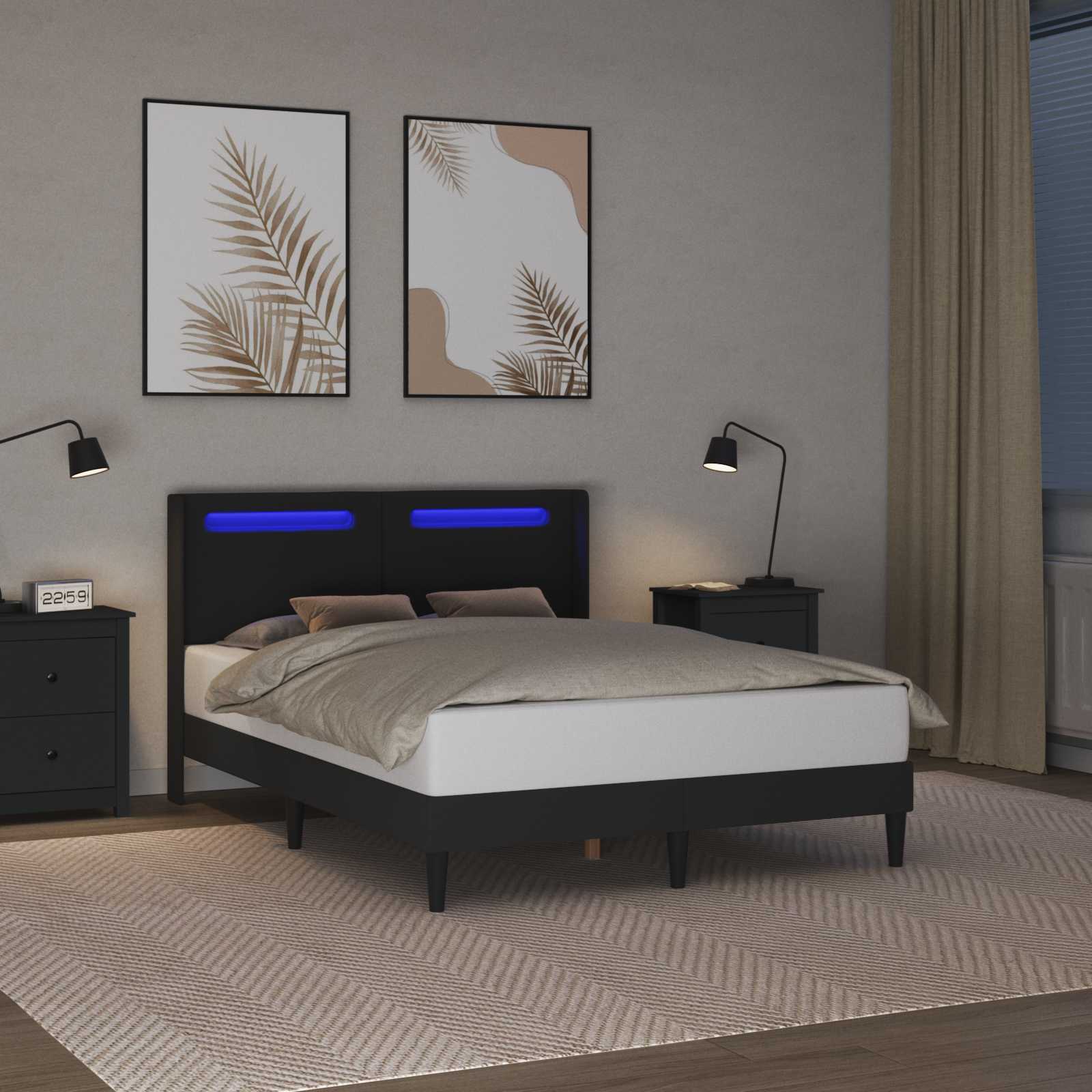 Bedframe met LED-stripverlichting Zwart 120 x 200 cm Kunstleer is nu te koop bij PeponiXL, paradijselijk wonen!