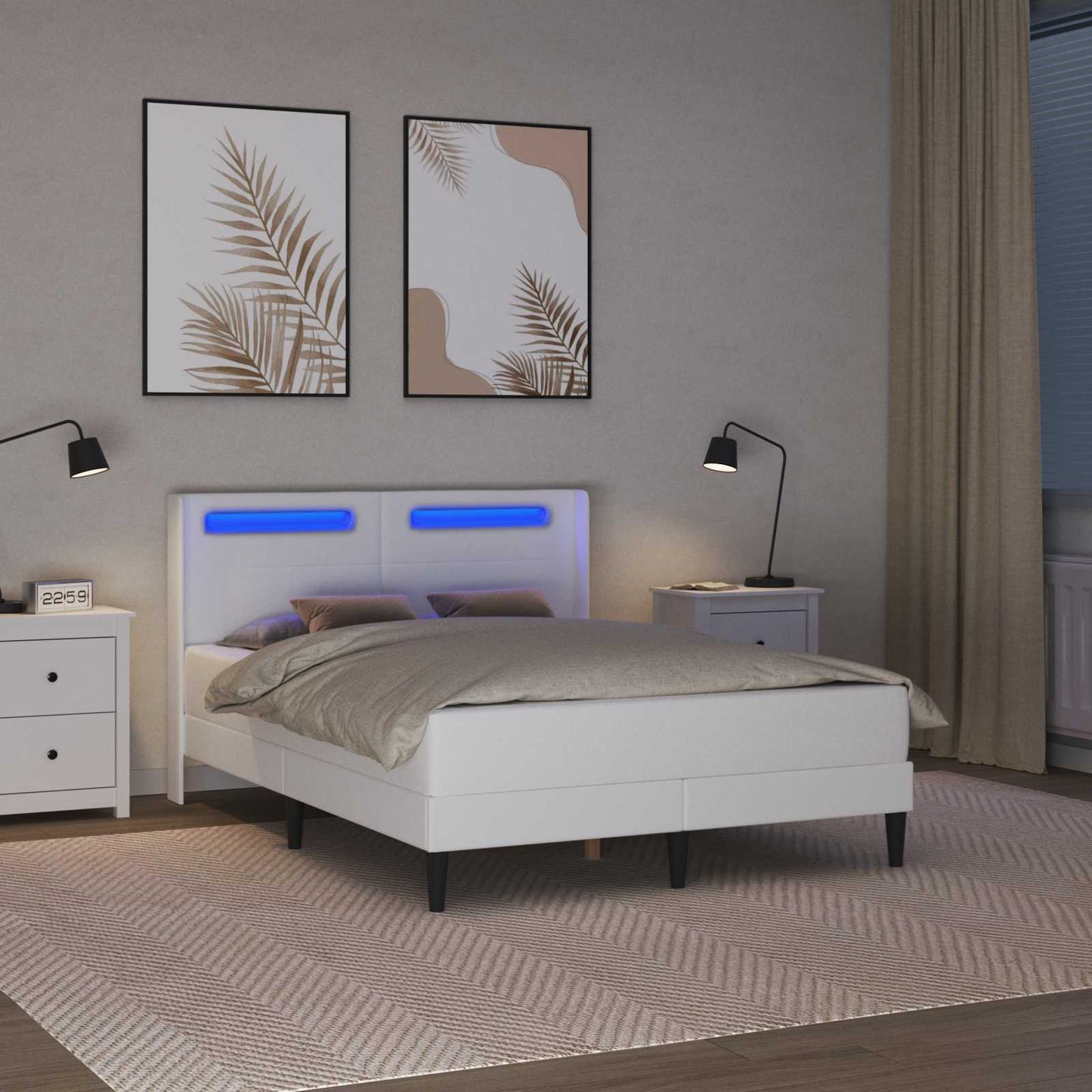 Bedframe met LED-stripverlichting Wit 120 x 200 cm Kunstleer is nu te koop bij PeponiXL, paradijselijk wonen!