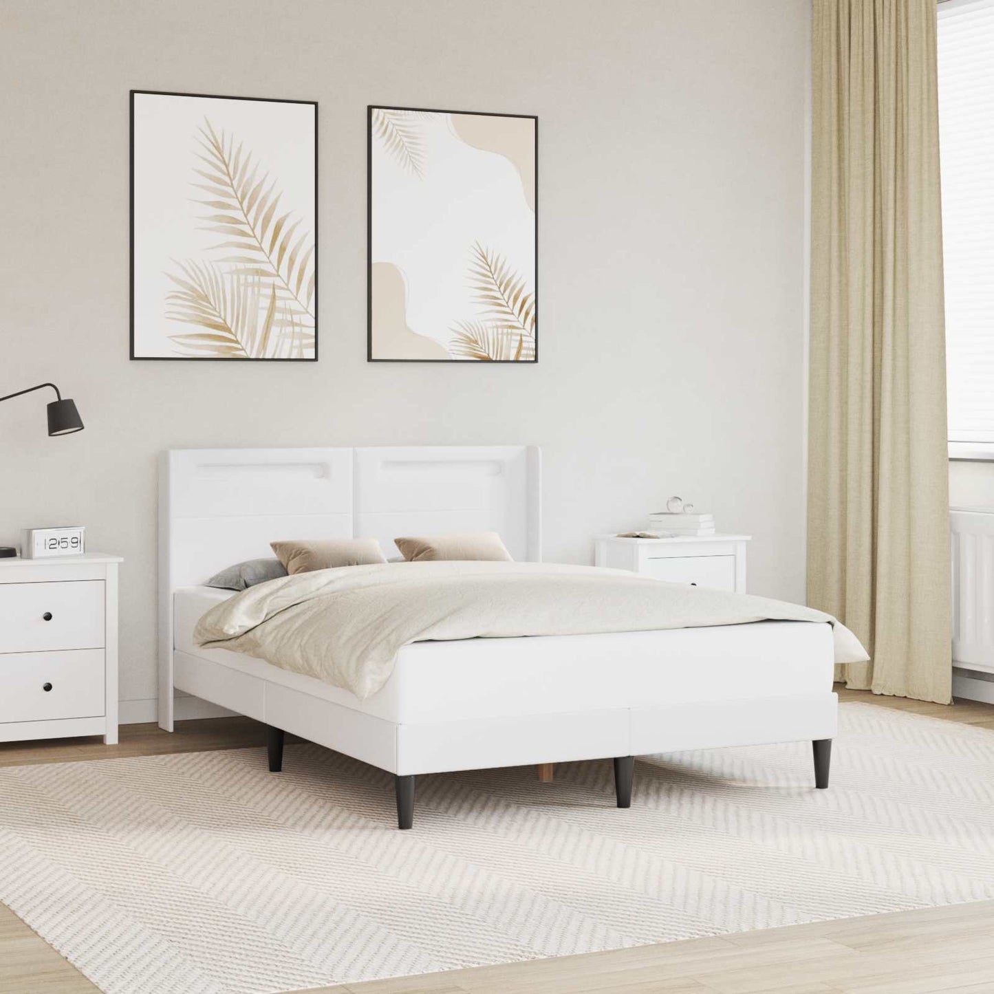 Bedframe met LED-stripverlichting Wit 120 x 200 cm Kunstleer is nu te koop bij PeponiXL, paradijselijk wonen!