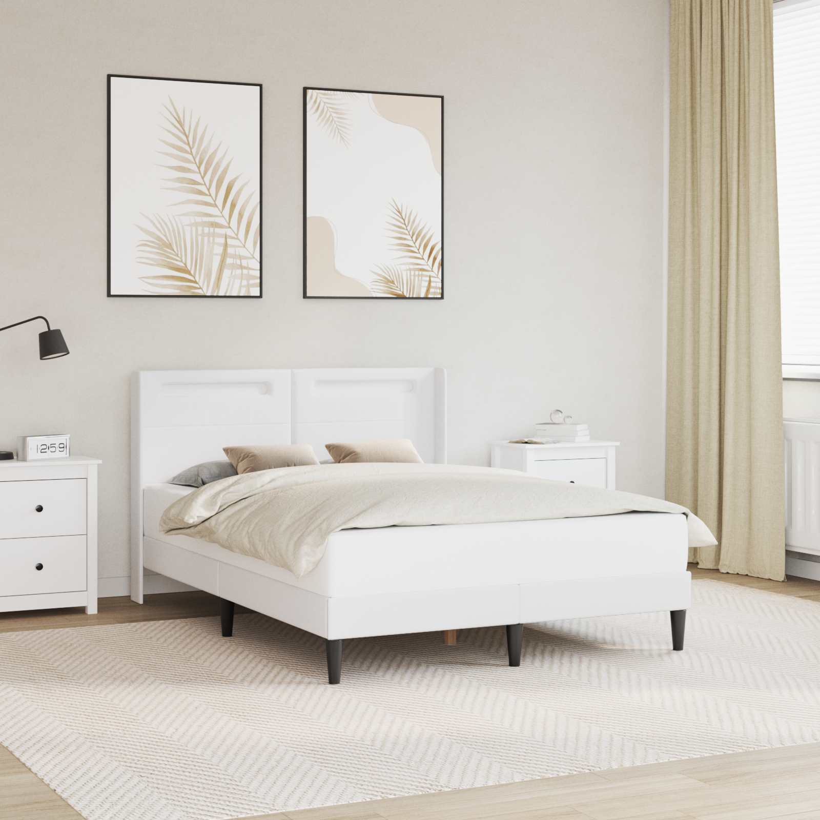 Bedframe met LED-stripverlichting Wit 120 x 200 cm Kunstleer is nu te koop bij PeponiXL, paradijselijk wonen!