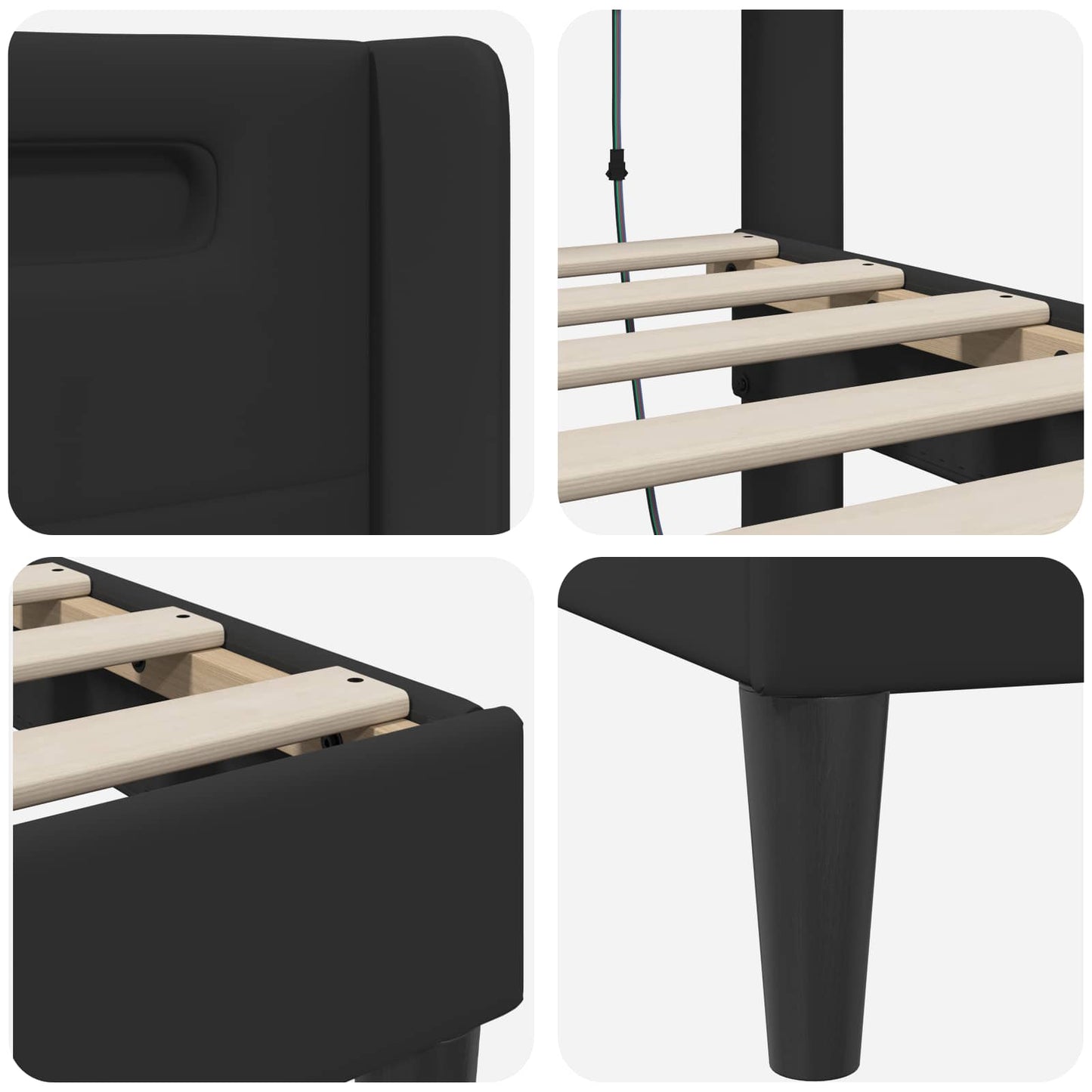 Bedframe met LED-stripverlichting Zwart 140 x 190 cm Kunstleer is nu te koop bij PeponiXL, paradijselijk wonen!