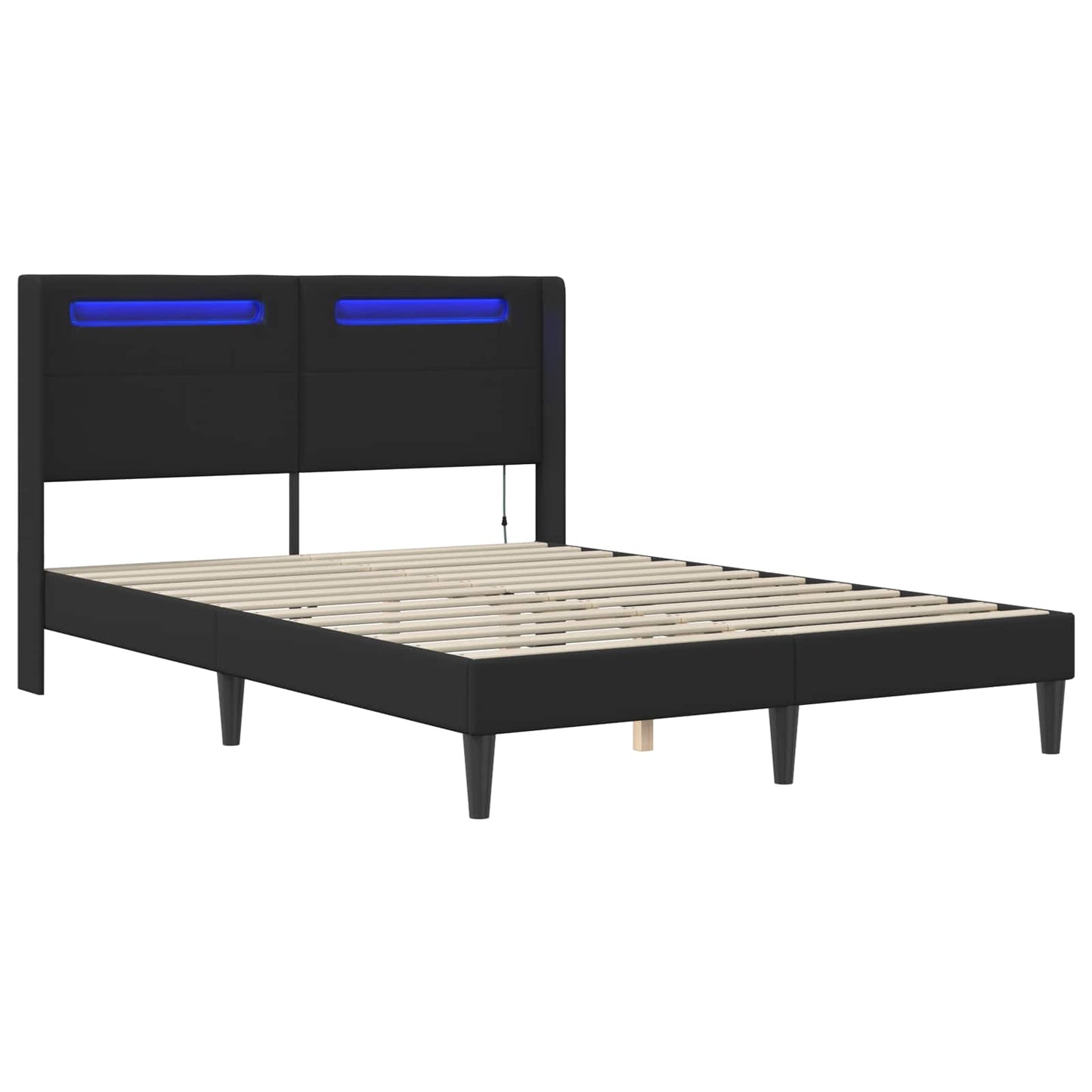 Bedframe met LED-stripverlichting Zwart 140 x 190 cm Kunstleer is nu te koop bij PeponiXL, paradijselijk wonen!