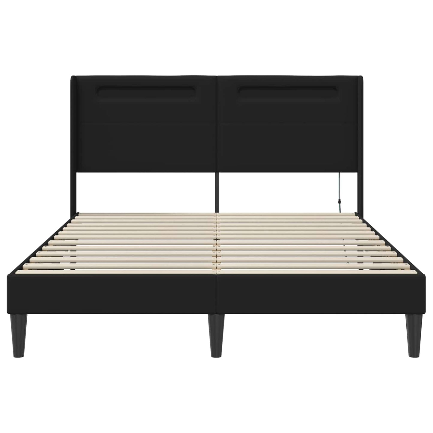 Bedframe met LED-stripverlichting Zwart 140 x 190 cm Kunstleer is nu te koop bij PeponiXL, paradijselijk wonen!