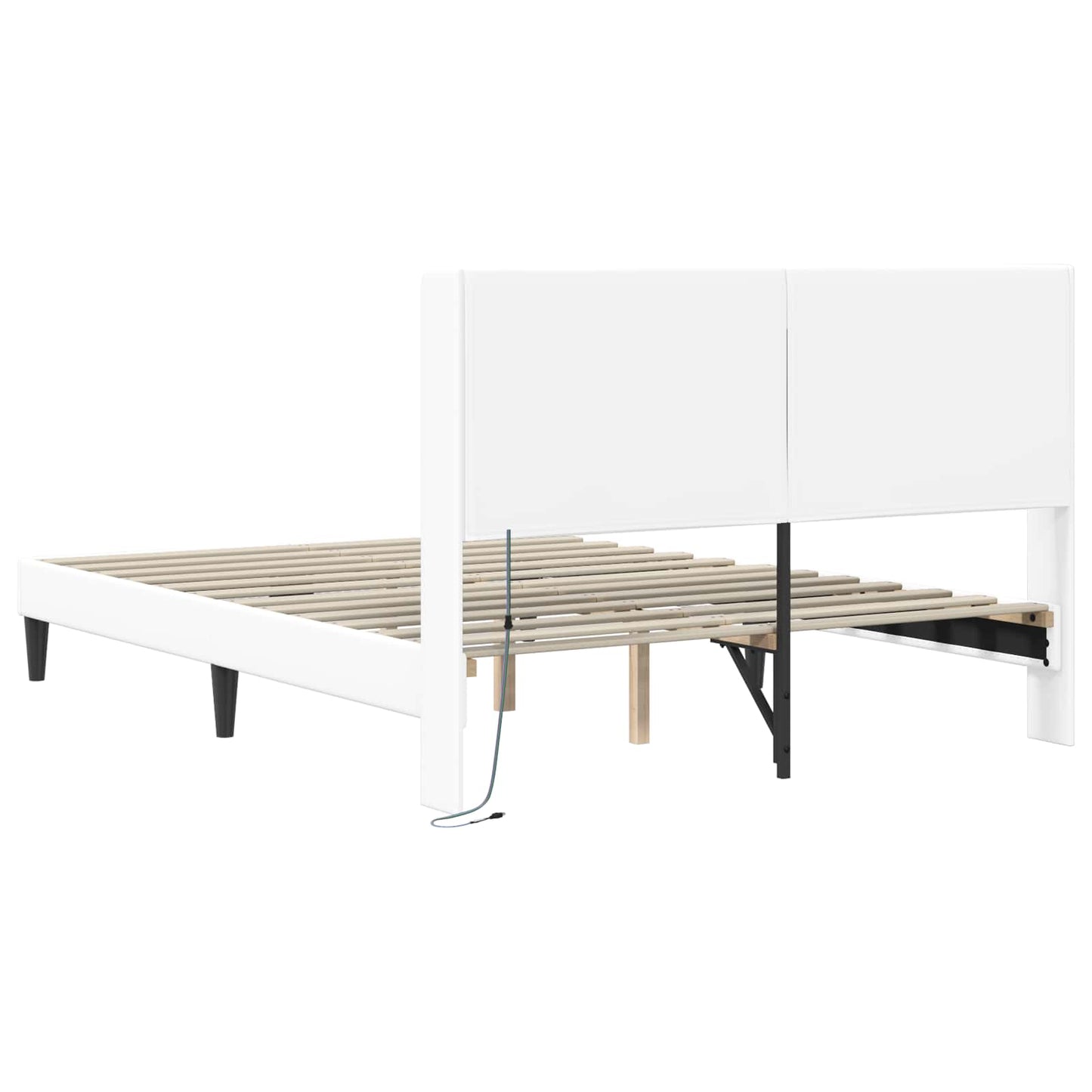 Bedframe met LED-stripverlichting Wit 140 x 190 cm Kunstleer is nu te koop bij PeponiXL, paradijselijk wonen!