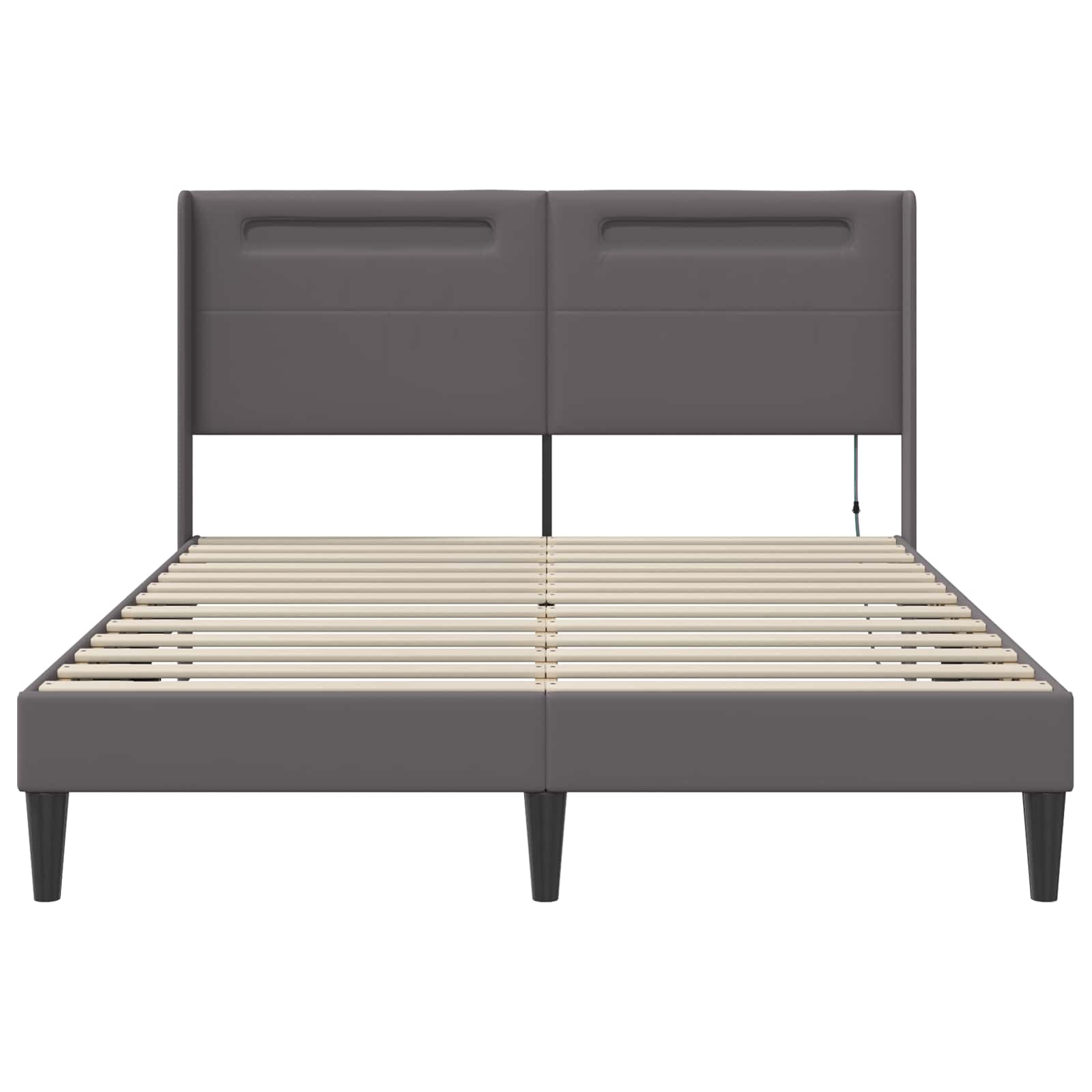 Bedframe met LED-stripverlichting Grijs 140 x 200 cm Kunstleer is nu te koop bij PeponiXL, paradijselijk wonen!