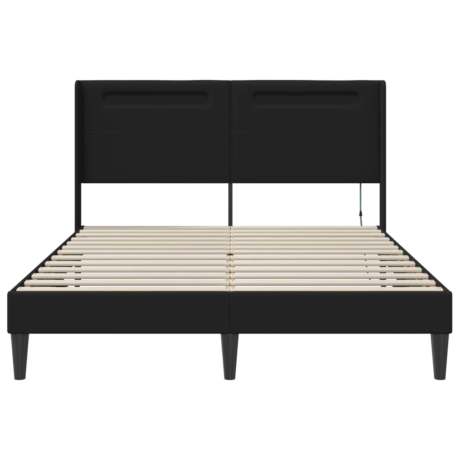 Bedframe met LED-stripverlichting Zwart 140 x 200 cm Kunstleer is nu te koop bij PeponiXL, paradijselijk wonen!