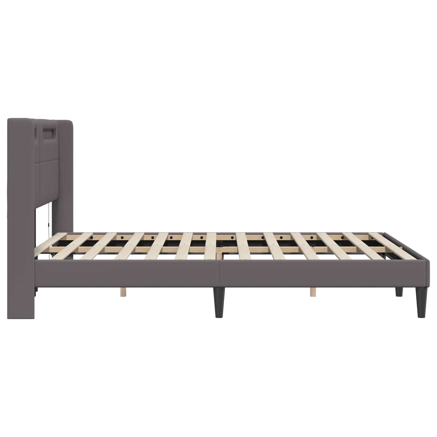 Bedframe met LED-stripverlichting Grijs 160 x 200 cm Kunstleer is nu te koop bij PeponiXL, paradijselijk wonen!