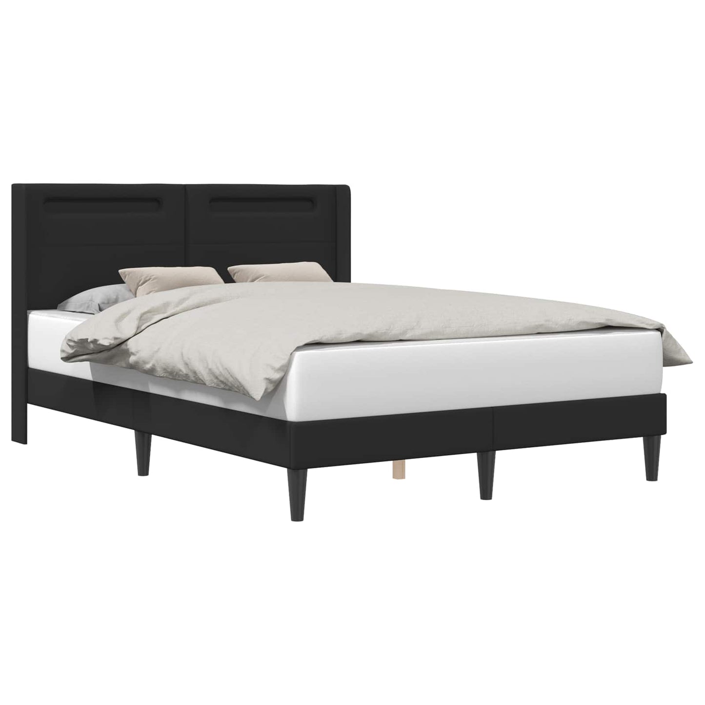 Bedframe met LED-stripverlichting Zwart 160 x 200 cm Kunstleer is nu te koop bij PeponiXL, paradijselijk wonen!