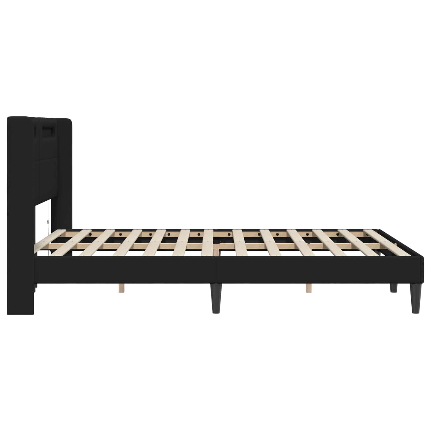 Bedframe met LED-stripverlichting Zwart 160 x 200 cm Kunstleer is nu te koop bij PeponiXL, paradijselijk wonen!