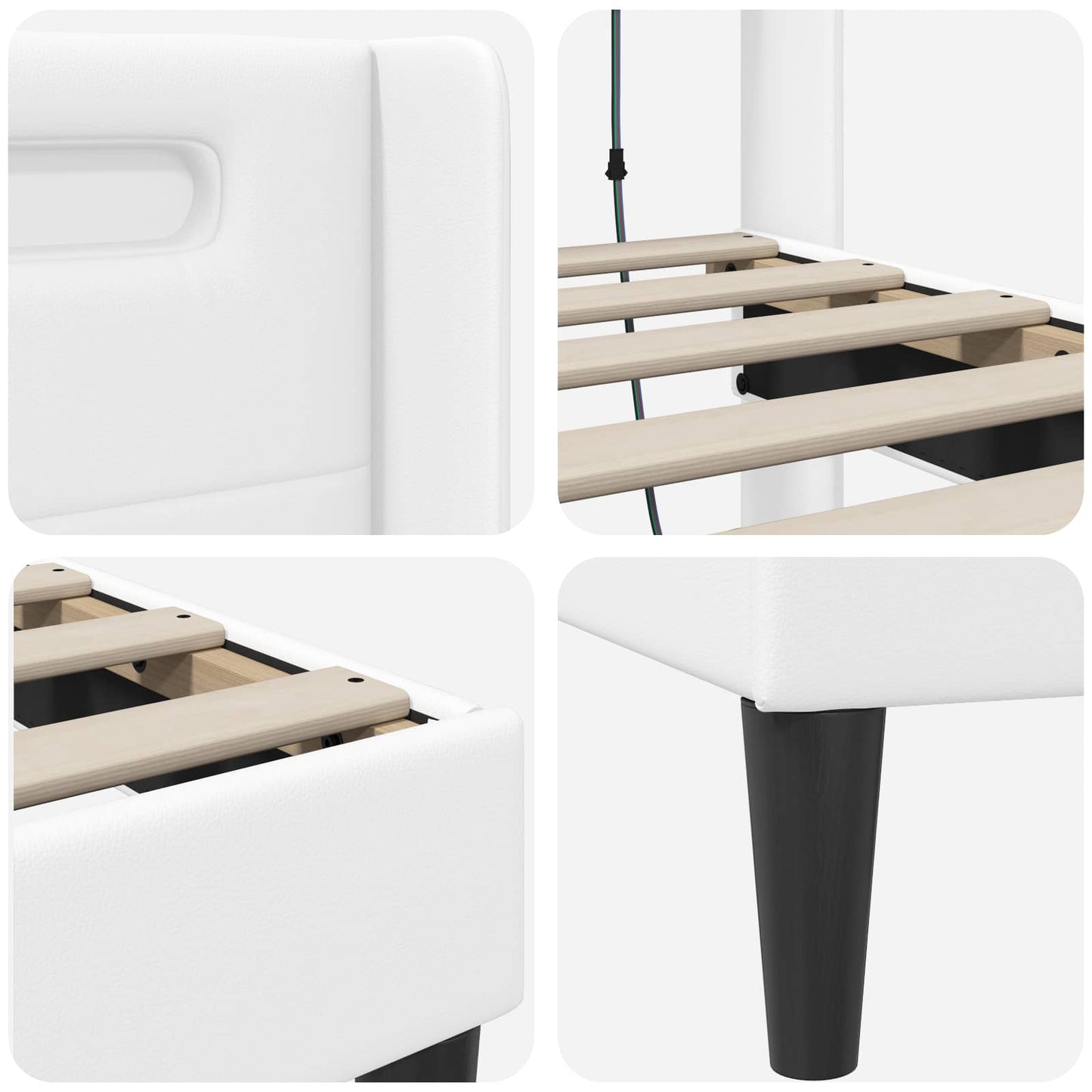 Bedframe met LED-stripverlichting Wit 160 x 200 cm Kunstleer is nu te koop bij PeponiXL, paradijselijk wonen!