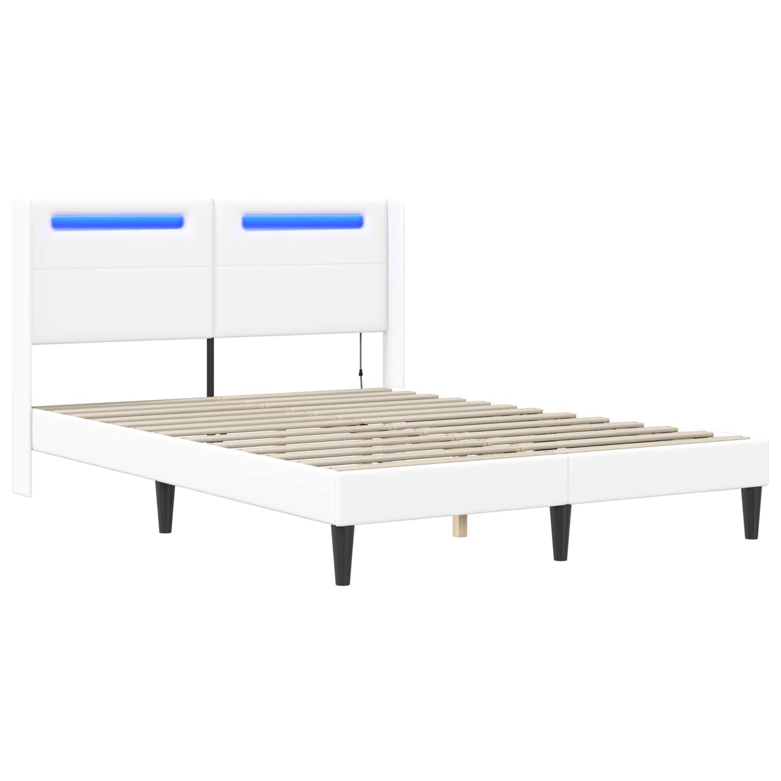 Bedframe met LED-stripverlichting Wit 160 x 200 cm Kunstleer is nu te koop bij PeponiXL, paradijselijk wonen!