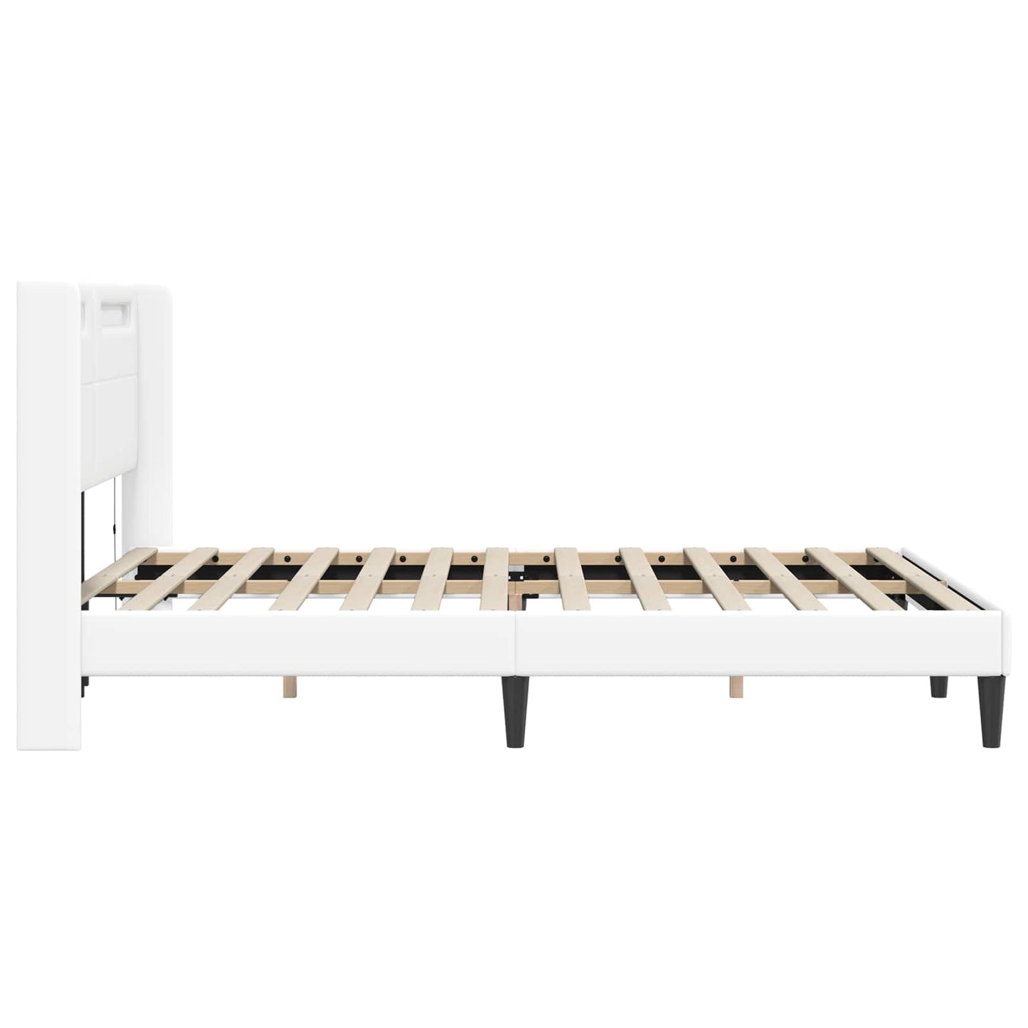 Bedframe met LED-stripverlichting Wit 160 x 200 cm Kunstleer is nu te koop bij PeponiXL, paradijselijk wonen!