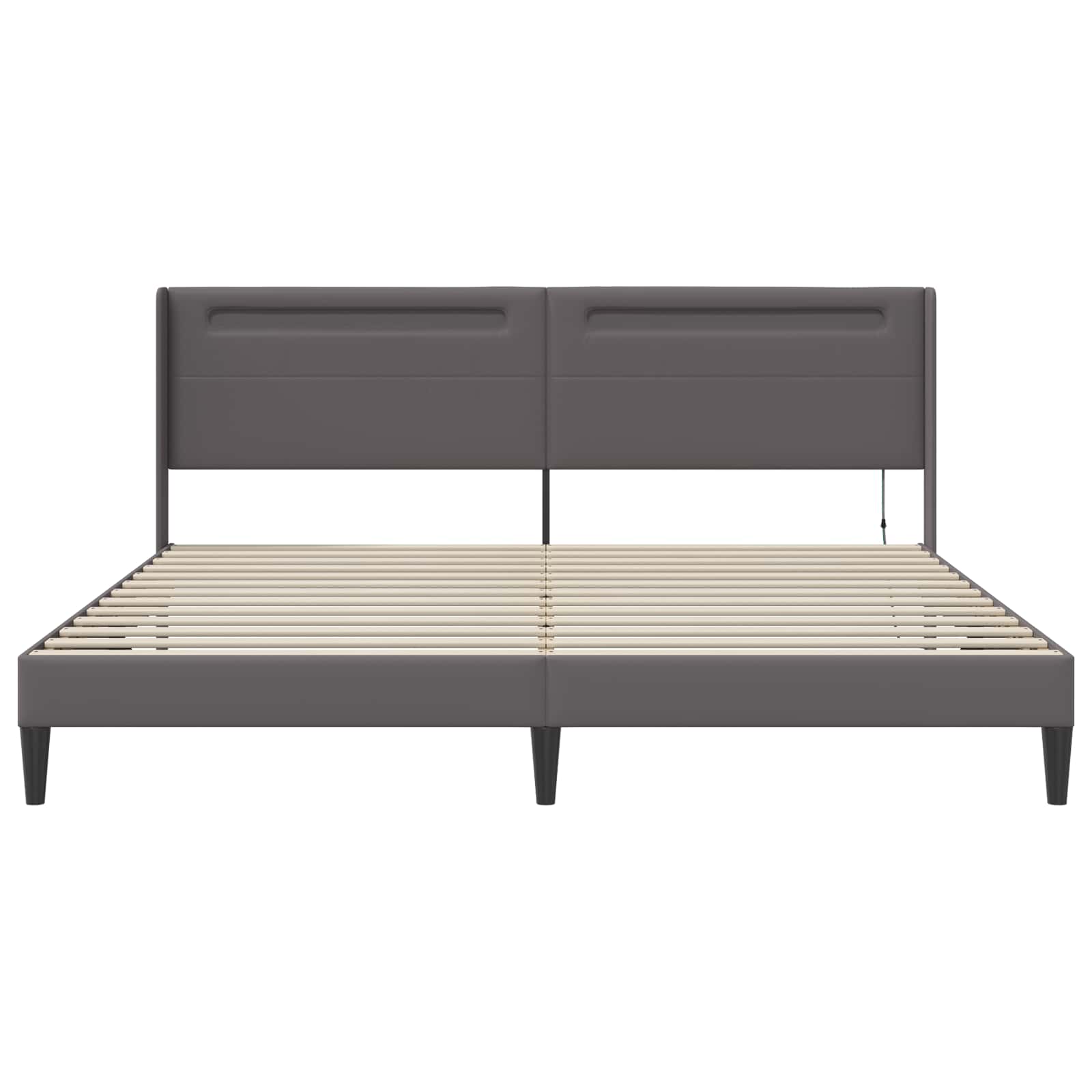 Bedframe met LED-stripverlichting Grijs 180 x 200 cm Kunstleer is nu te koop bij PeponiXL, paradijselijk wonen!