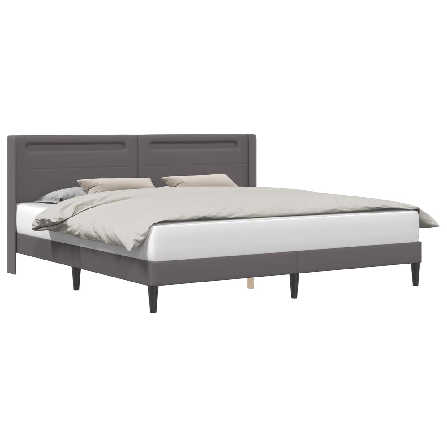 Bedframe met LED-stripverlichting Grijs 180 x 200 cm Kunstleer is nu te koop bij PeponiXL, paradijselijk wonen!