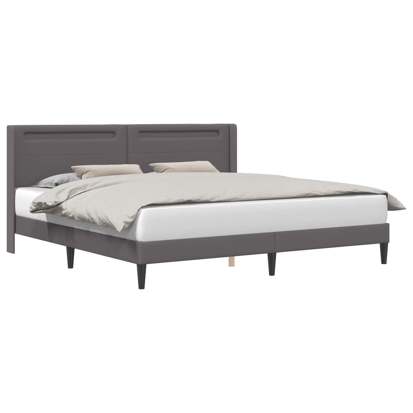 Bedframe met LED-stripverlichting Grijs 180 x 200 cm Kunstleer is nu te koop bij PeponiXL, paradijselijk wonen!