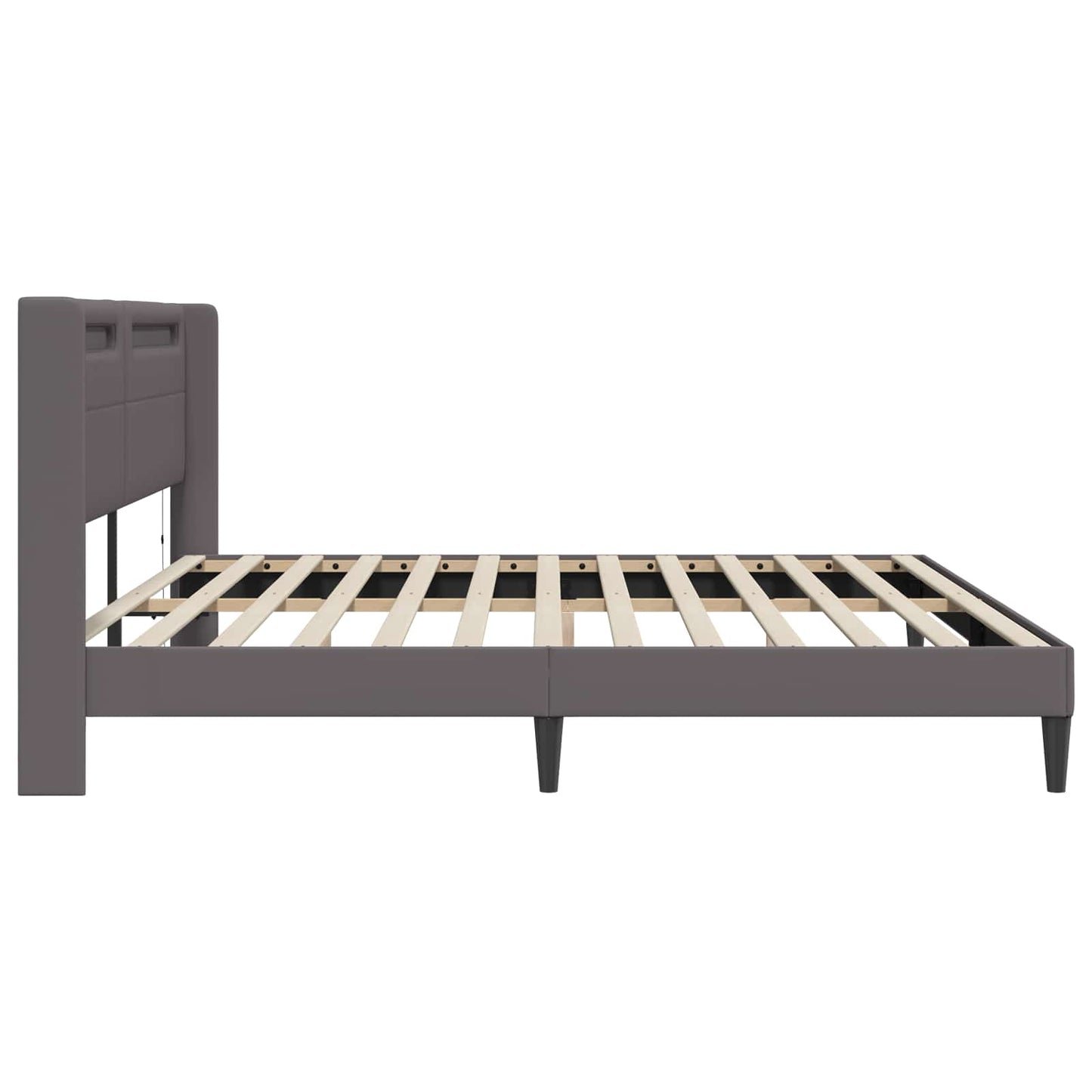 Bedframe met LED-stripverlichting Grijs 180 x 200 cm Kunstleer is nu te koop bij PeponiXL, paradijselijk wonen!
