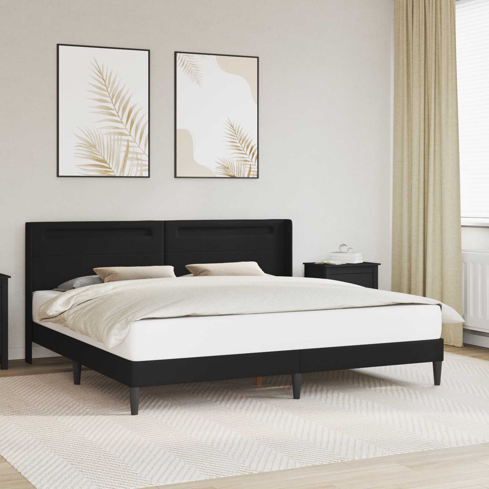 Bedframe met LED-stripverlichting Zwart 180 x 200 cm Kunstleer is nu te koop bij PeponiXL, paradijselijk wonen!