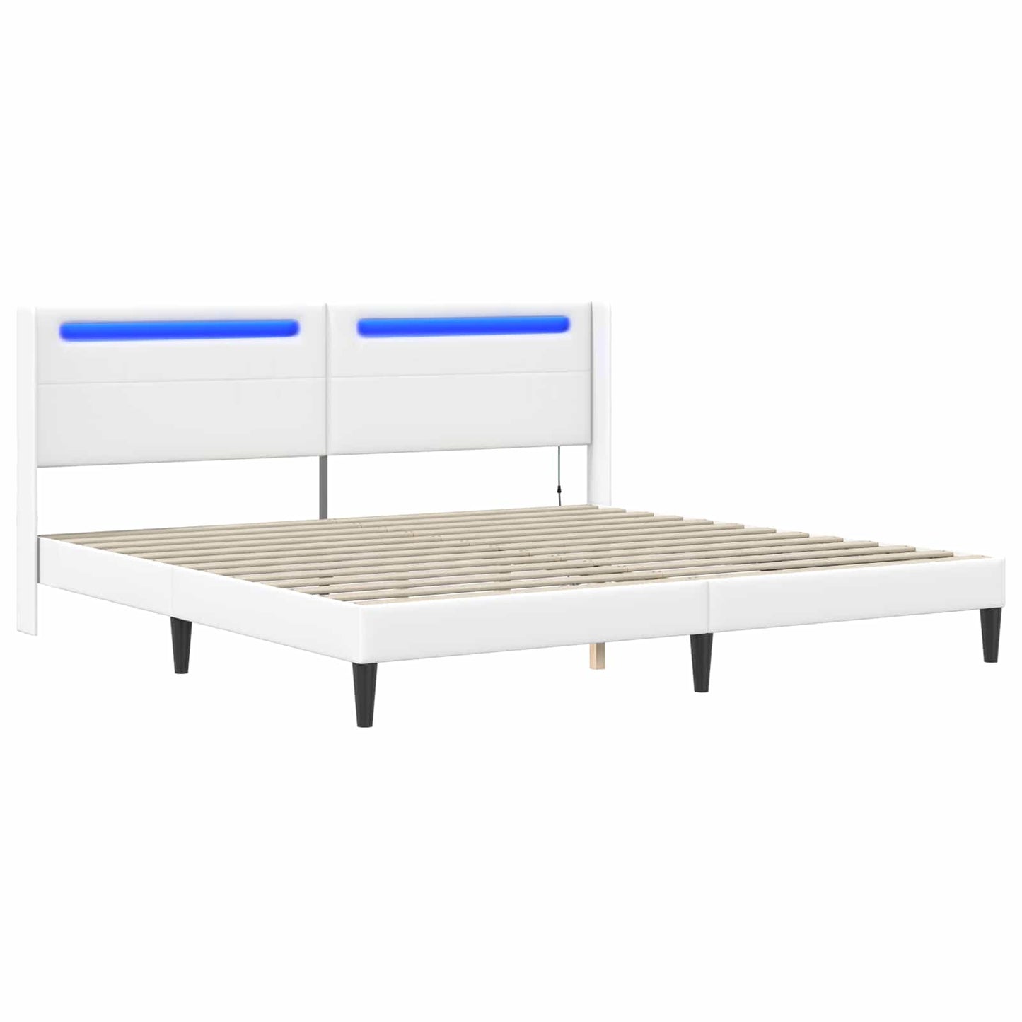 Bedframe met LED-stripverlichting Wit 180 x 200 cm Kunstleer is nu te koop bij PeponiXL, paradijselijk wonen!