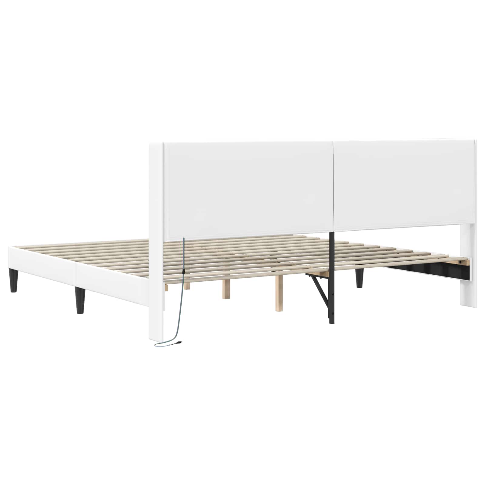 Bedframe met LED-stripverlichting Wit 180 x 200 cm Kunstleer is nu te koop bij PeponiXL, paradijselijk wonen!