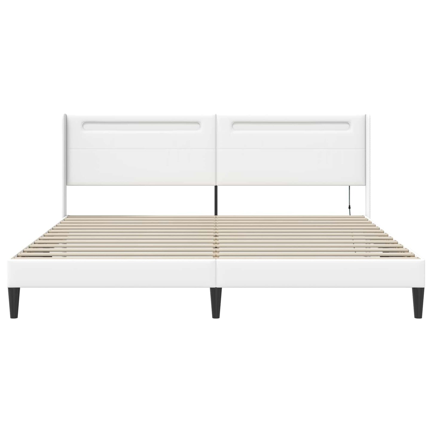 Bedframe met LED-stripverlichting Wit 180 x 200 cm Kunstleer is nu te koop bij PeponiXL, paradijselijk wonen!
