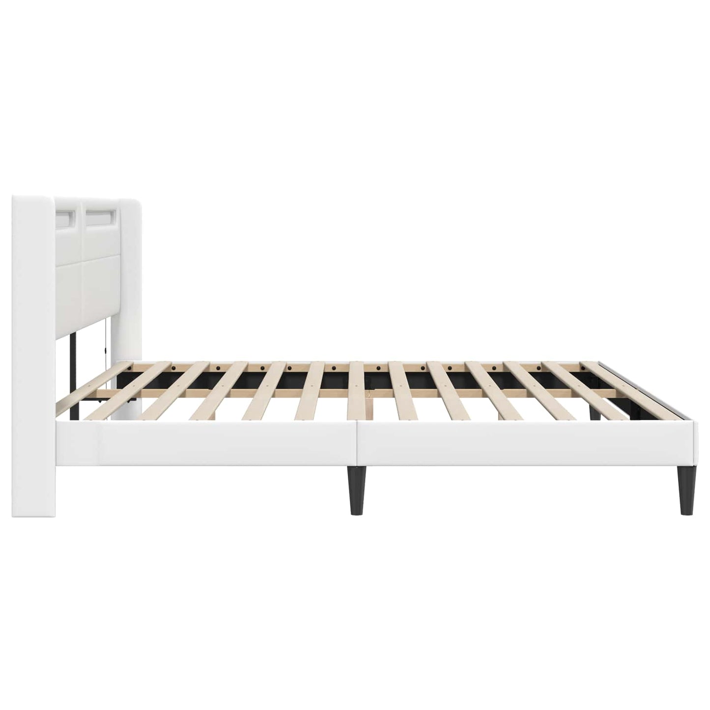 Bedframe met LED-stripverlichting Wit 180 x 200 cm Kunstleer is nu te koop bij PeponiXL, paradijselijk wonen!