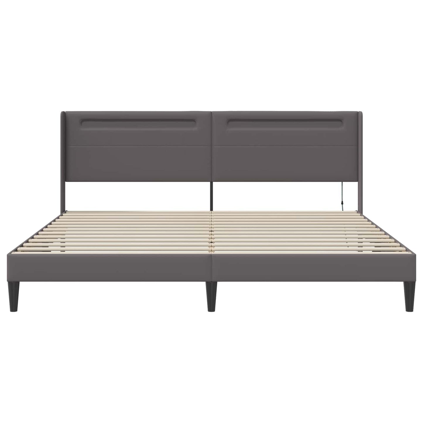 Bedframe met LED-stripverlichting Grijs 200 x200 cm Kunstleer is nu te koop bij PeponiXL, paradijselijk wonen!
