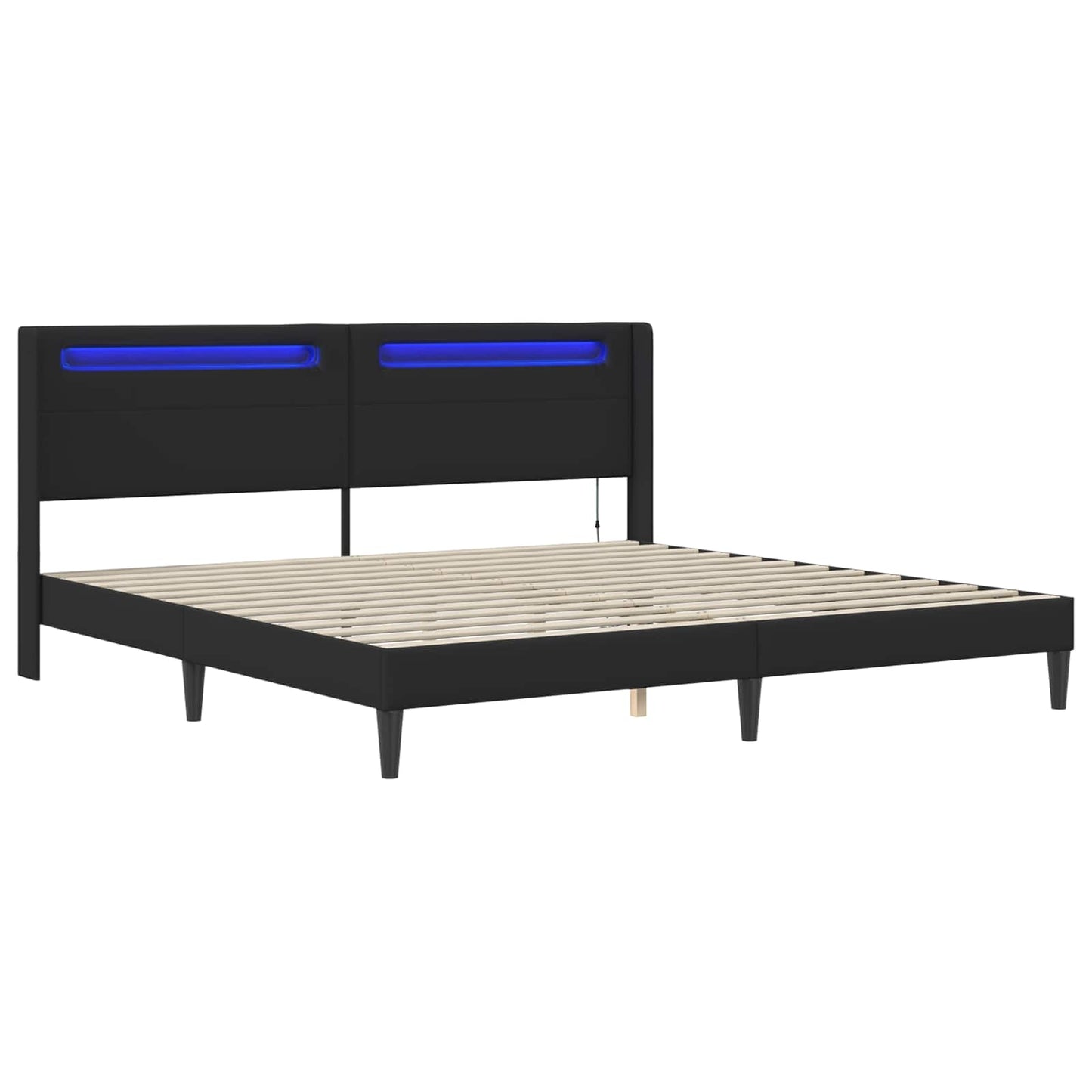 Bedframe met LED-stripverlichting Zwart 200 x200 cm Kunstleer is nu te koop bij PeponiXL, paradijselijk wonen!