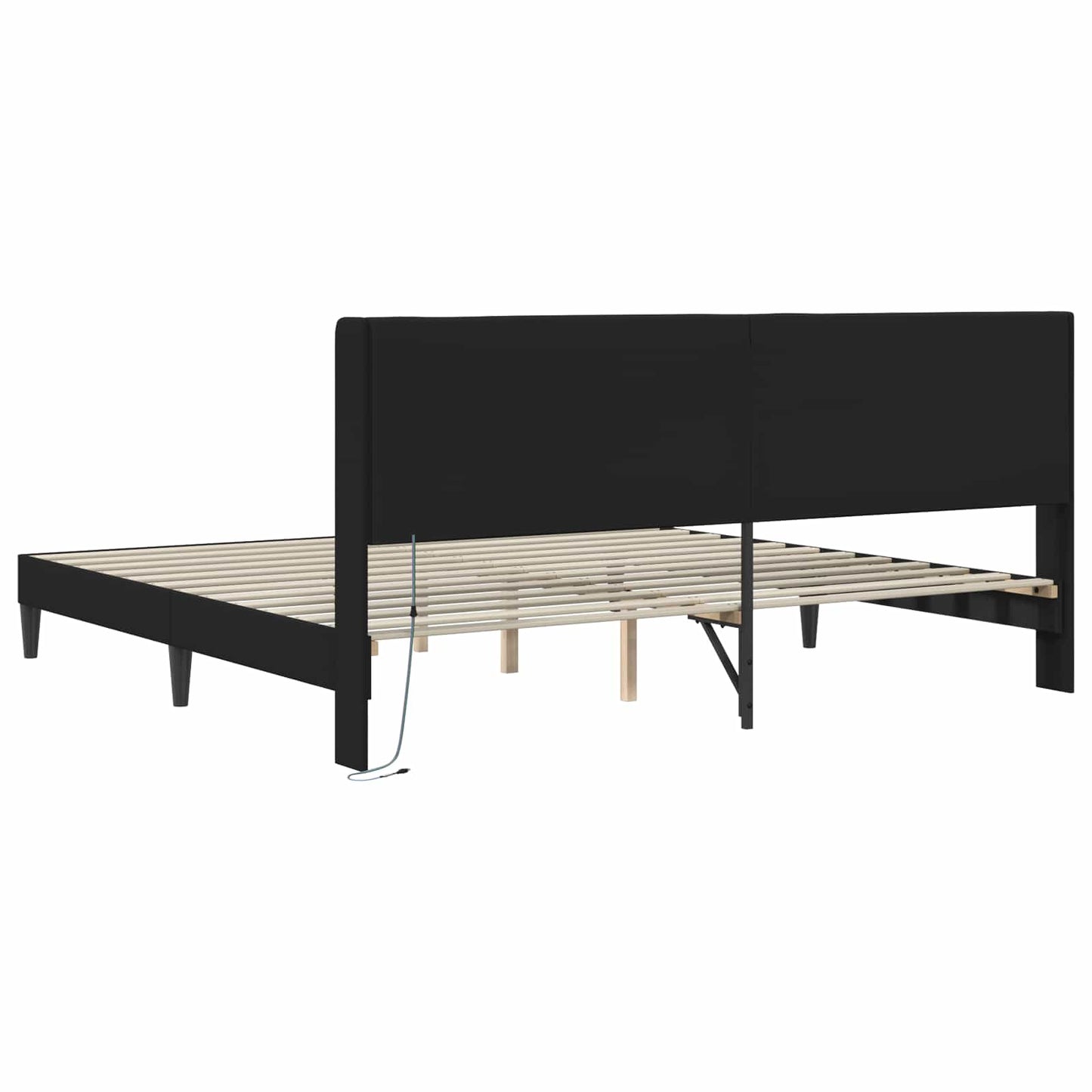 Bedframe met LED-stripverlichting Zwart 200 x200 cm Kunstleer is nu te koop bij PeponiXL, paradijselijk wonen!