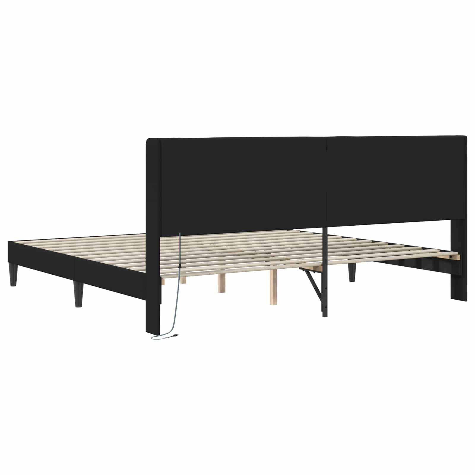 Bedframe met LED-stripverlichting Zwart 200 x200 cm Kunstleer is nu te koop bij PeponiXL, paradijselijk wonen!