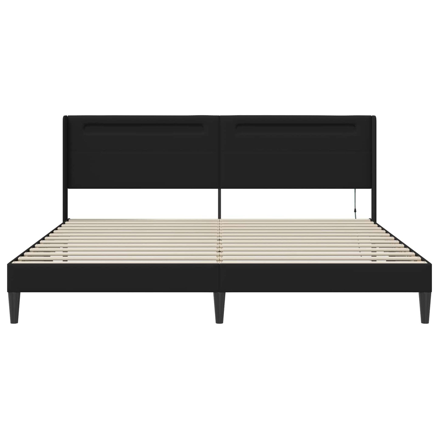 Bedframe met LED-stripverlichting Zwart 200 x200 cm Kunstleer is nu te koop bij PeponiXL, paradijselijk wonen!