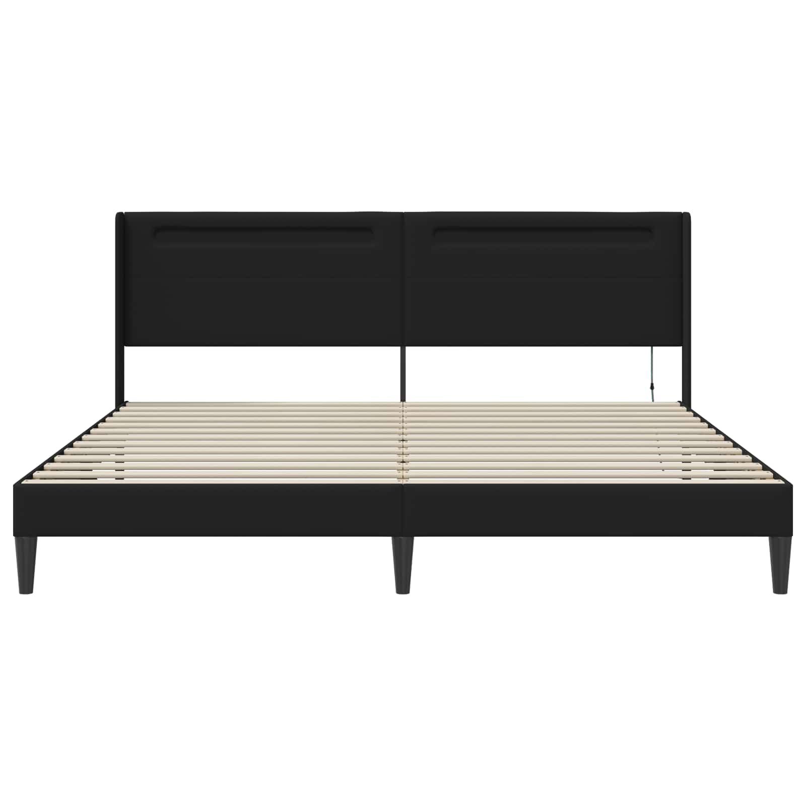 Bedframe met LED-stripverlichting Zwart 200 x200 cm Kunstleer is nu te koop bij PeponiXL, paradijselijk wonen!