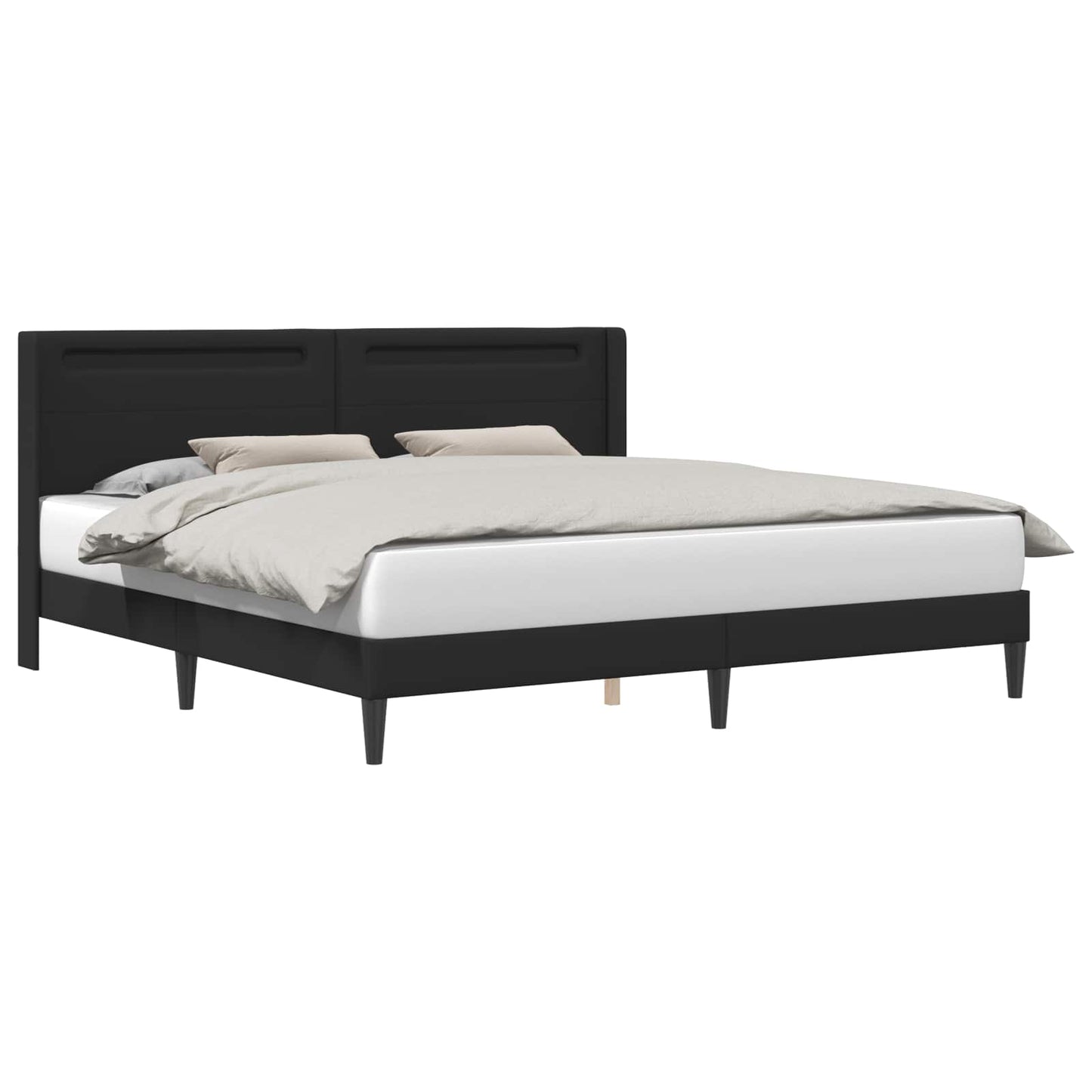 Bedframe met LED-stripverlichting Zwart 200 x200 cm Kunstleer is nu te koop bij PeponiXL, paradijselijk wonen!