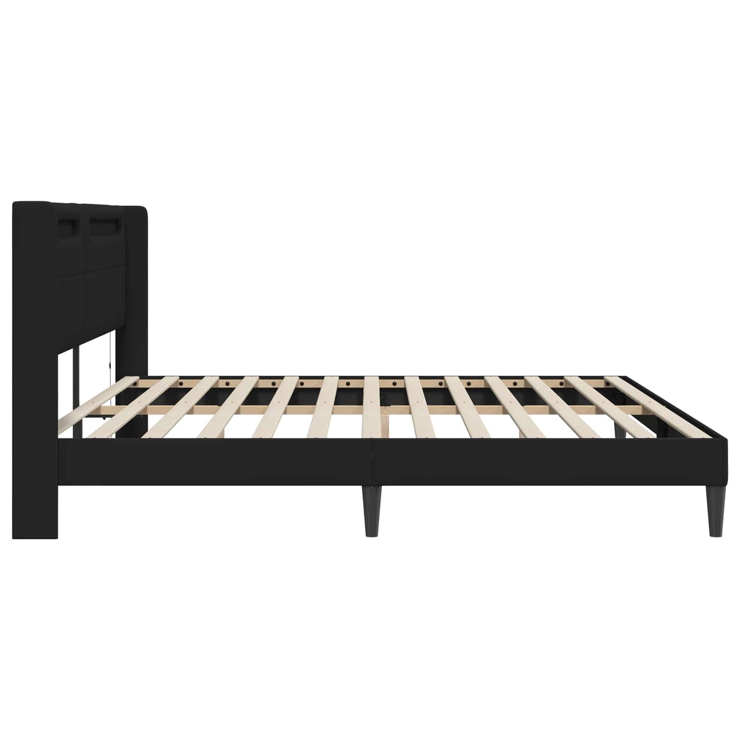 Bedframe met LED-stripverlichting Zwart 200 x200 cm Kunstleer is nu te koop bij PeponiXL, paradijselijk wonen!
