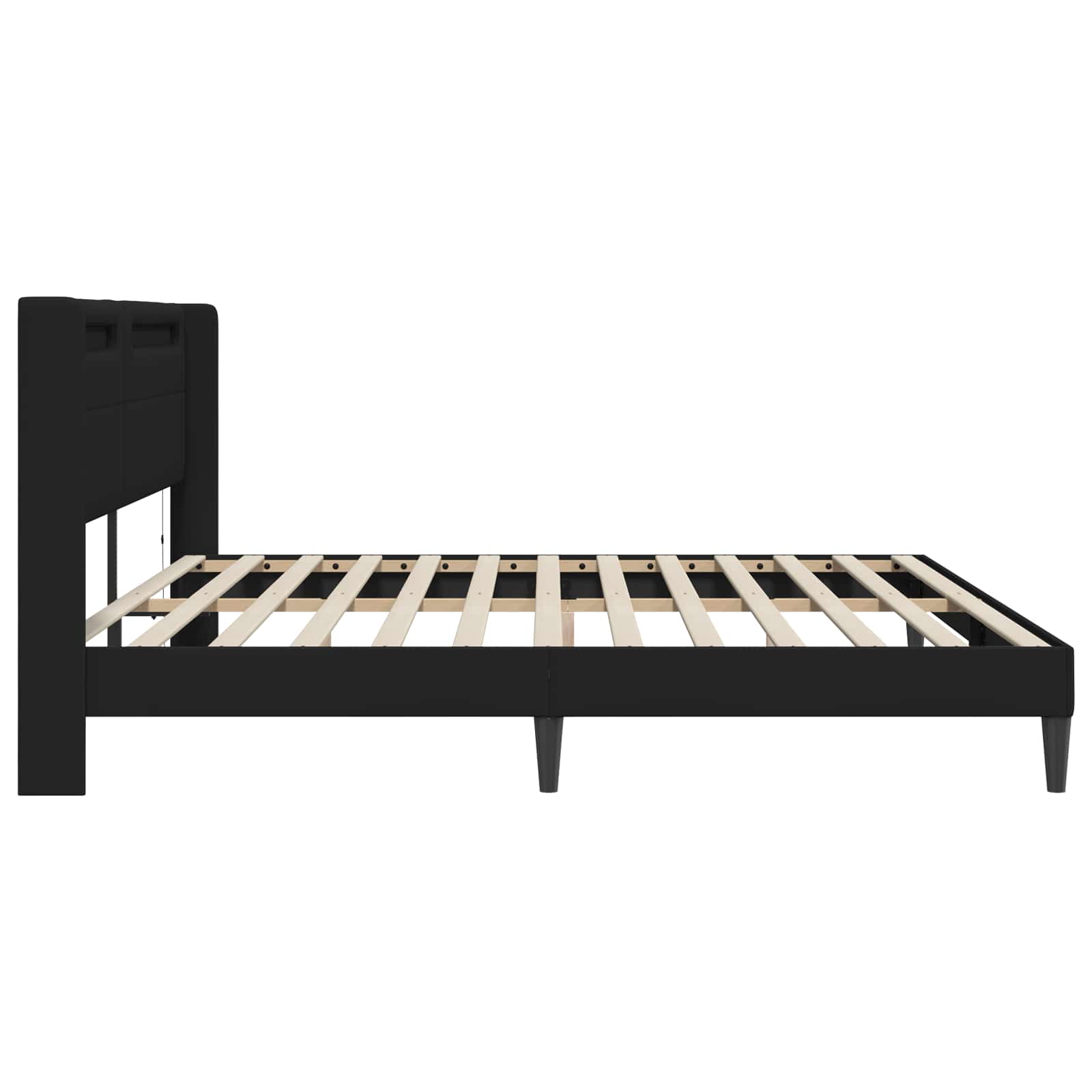 Bedframe met LED-stripverlichting Zwart 200 x200 cm Kunstleer is nu te koop bij PeponiXL, paradijselijk wonen!