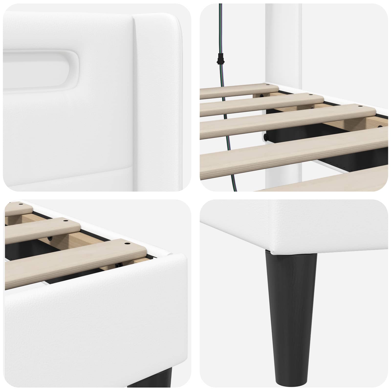 Bedframe met LED-stripverlichting Wit 200 x200 cm Kunstleer is nu te koop bij PeponiXL, paradijselijk wonen!