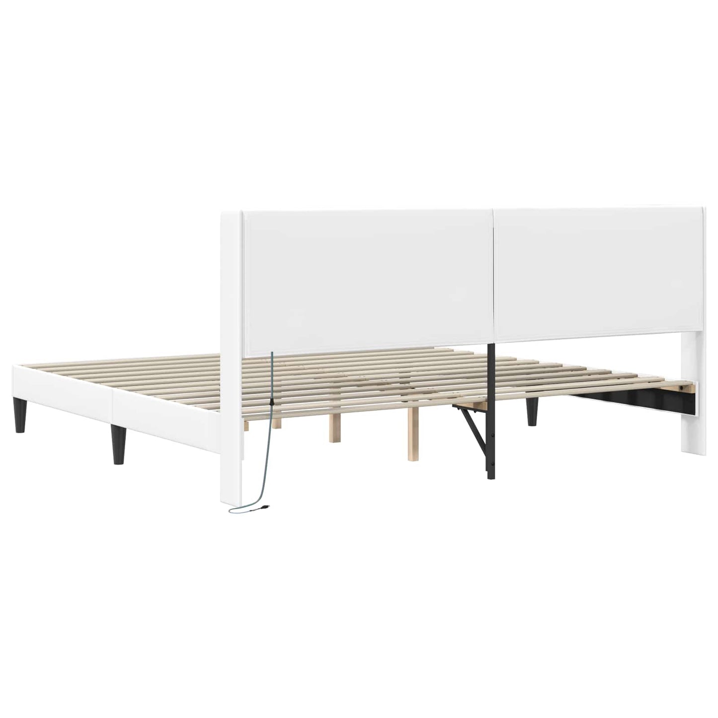 Bedframe met LED-stripverlichting Wit 200 x200 cm Kunstleer is nu te koop bij PeponiXL, paradijselijk wonen!