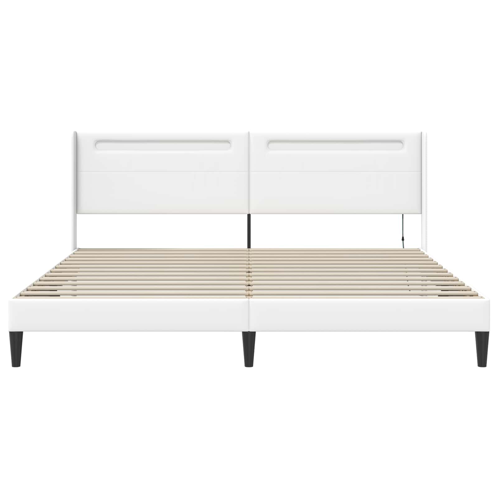 Bedframe met LED-stripverlichting Wit 200 x200 cm Kunstleer is nu te koop bij PeponiXL, paradijselijk wonen!