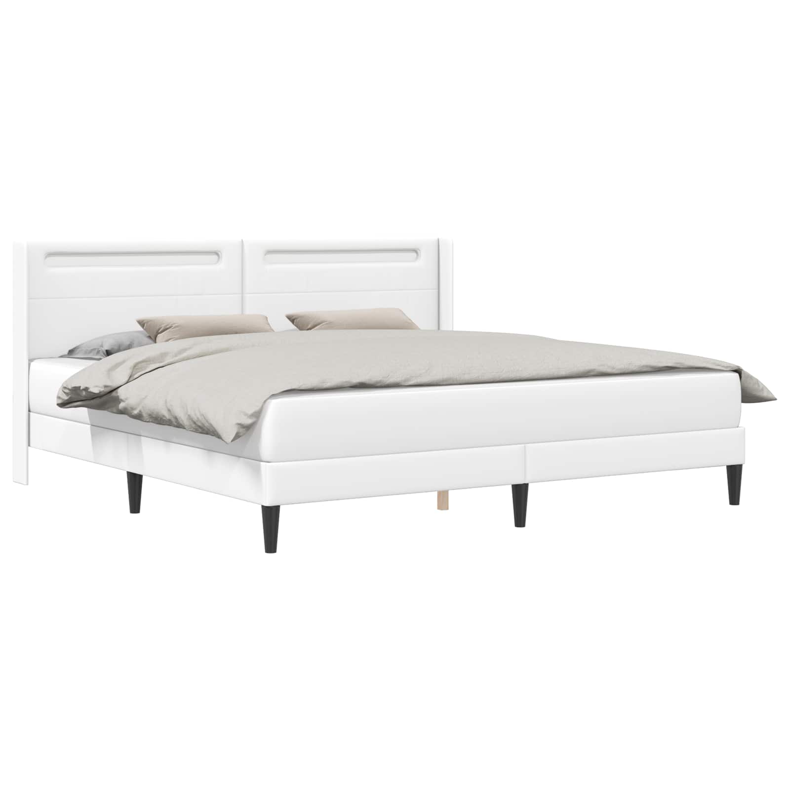 Bedframe met LED-stripverlichting Wit 200 x200 cm Kunstleer is nu te koop bij PeponiXL, paradijselijk wonen!