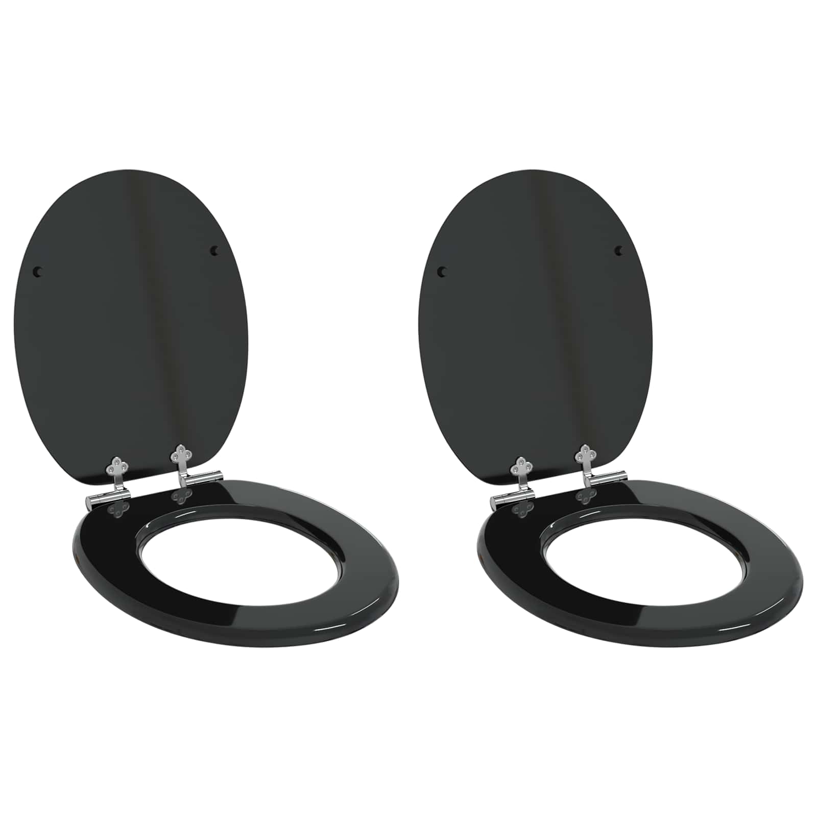 Toiletbril 2 pcs Zwart 44 x 38 cm MDF-plaat is nu te koop bij PeponiXL, paradijselijk wonen!