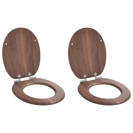 Toiletbril 2 pcs Bruin 44 x 38 cm MDF-plaat is nu te koop bij PeponiXL, paradijselijk wonen!