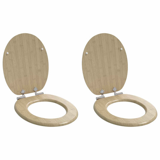 Toiletbril 2 pcs Lichte Bamboekleur 44 x 38 cm MDF-plaat is nu te koop bij PeponiXL, paradijselijk wonen!