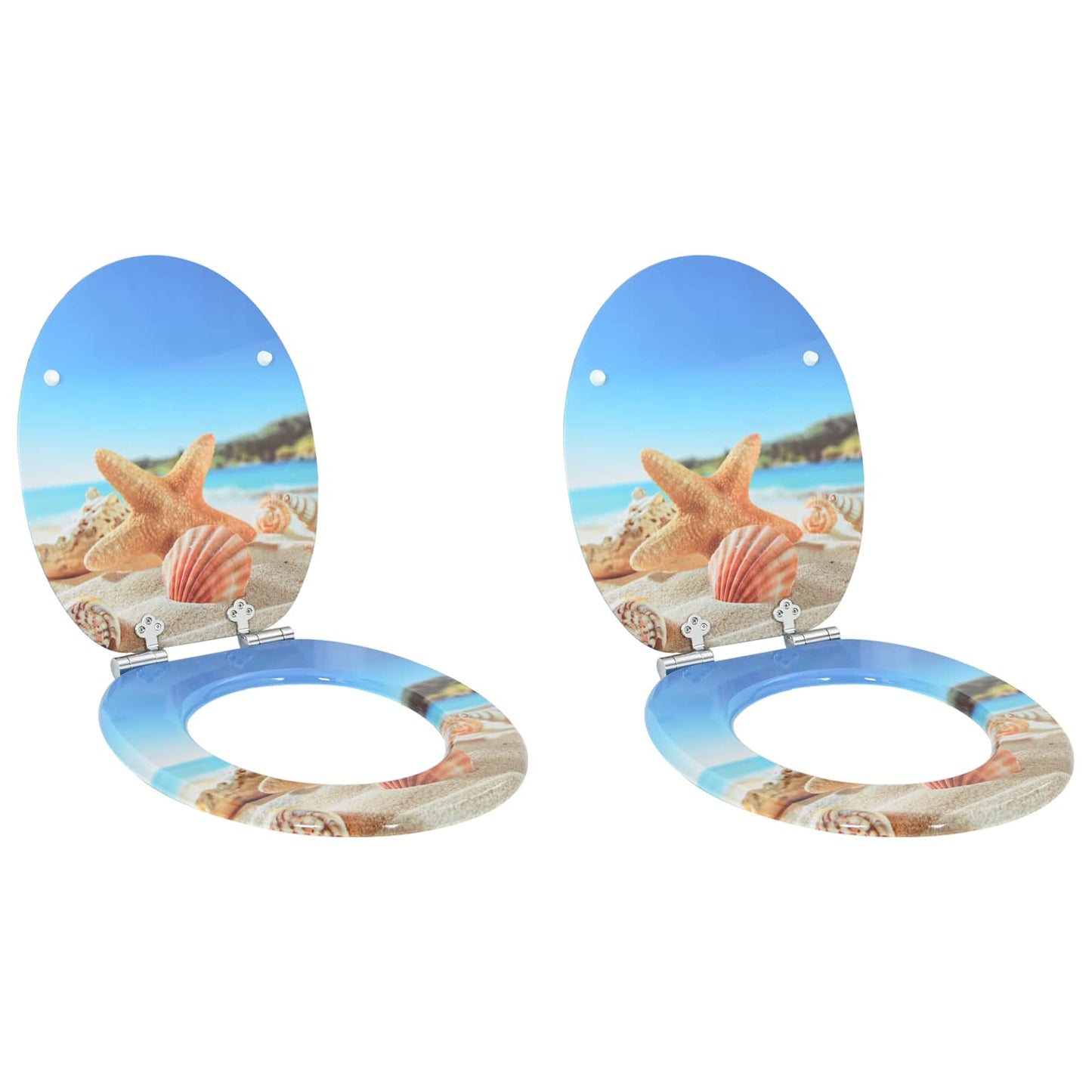 Zachte sluit toiletbril 2 pcs Zee Schelp 44 x 38 cm MDF-plaat is nu te koop bij PeponiXL, paradijselijk wonen!