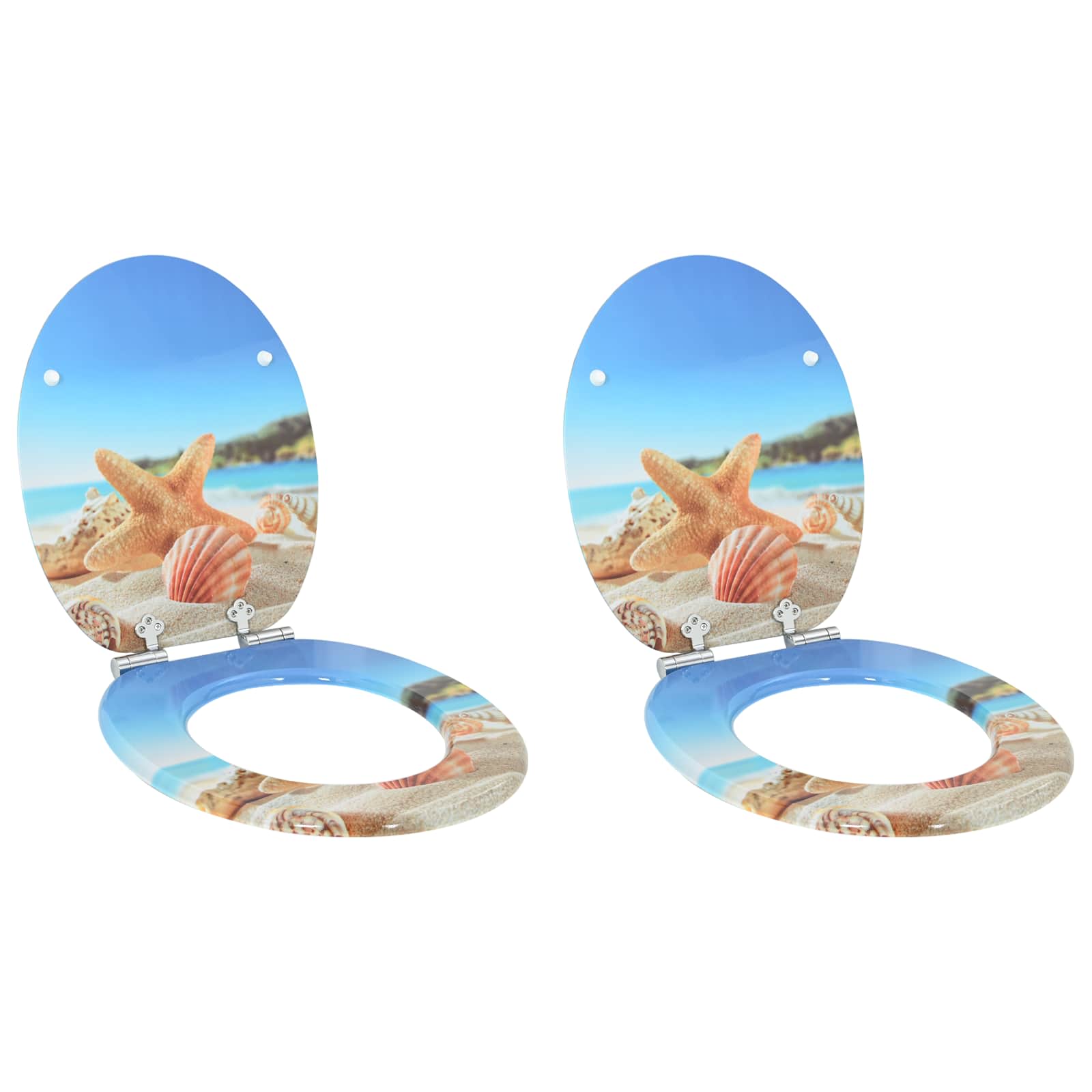Zachte sluit toiletbril 2 pcs Zee Schelp 44 x 38 cm MDF-plaat is nu te koop bij PeponiXL, paradijselijk wonen!