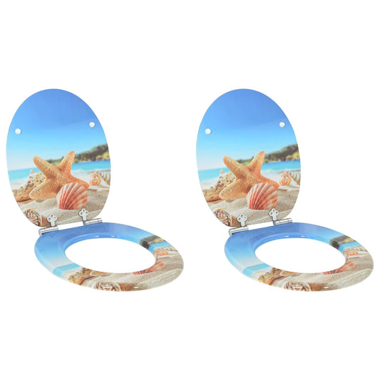 Toiletbril 2 pcs Zee Schelp 44 x 38 cm MDF-plaat is nu te koop bij PeponiXL, paradijselijk wonen!